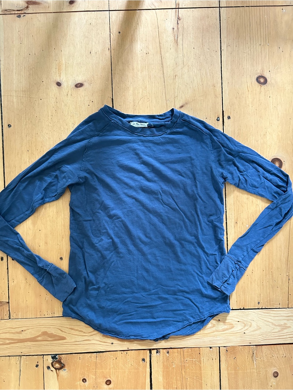 Free People We The Free Navy Crew Neck Tunic Long Sleeve Top